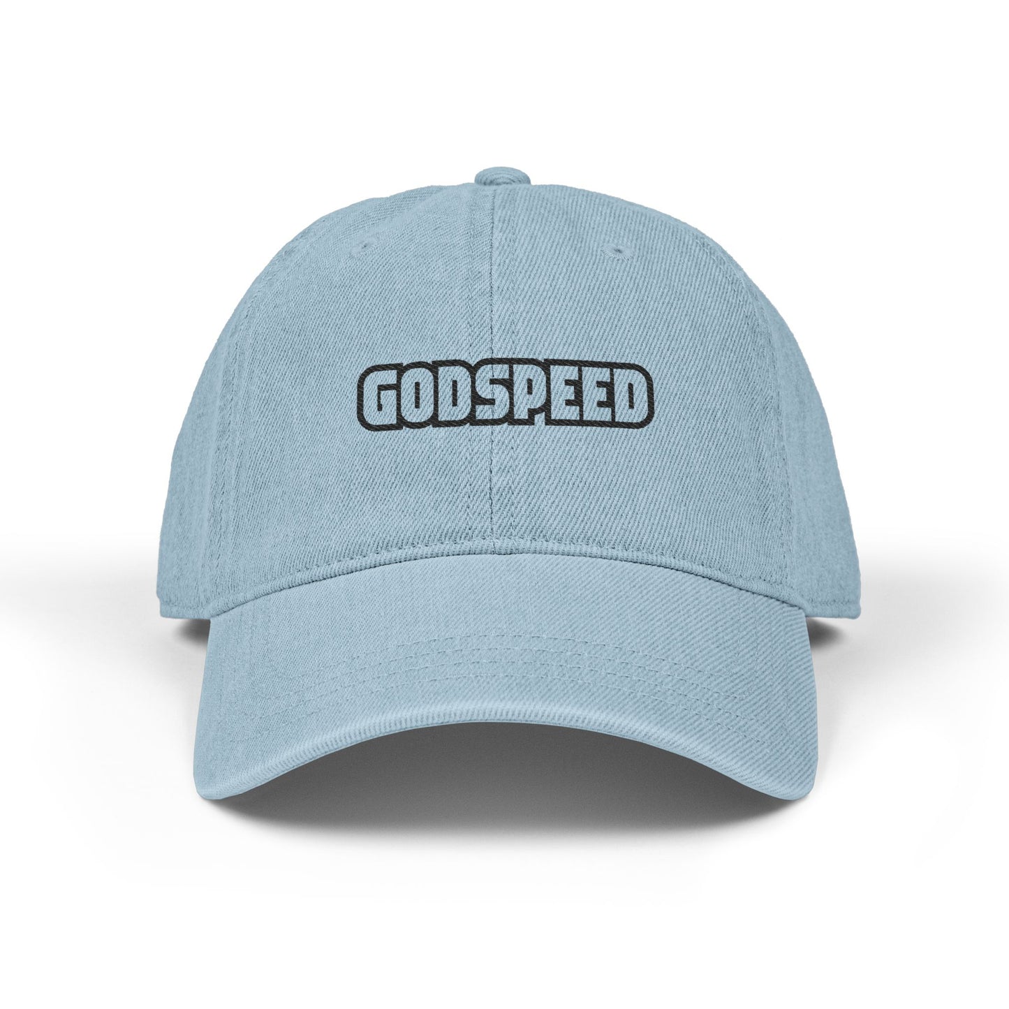 Godspeed Embroidered Denim Hat — Light Blue Casual Baseball Cap Hats Printify One size Light Blue