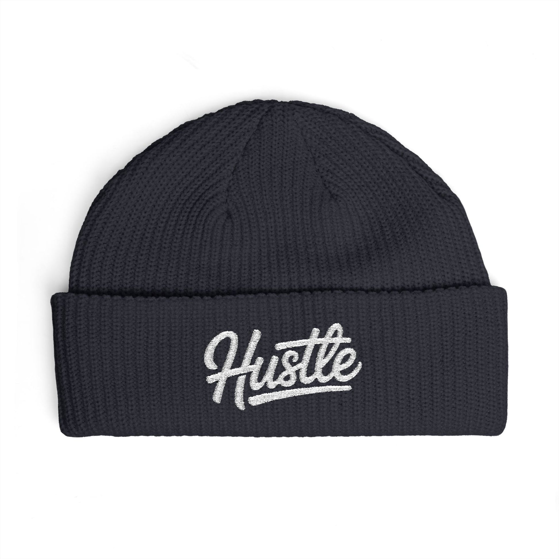 Hustle Cuff Beanie – Embroidered Knit Winter Hat Hats Printify One size Navy