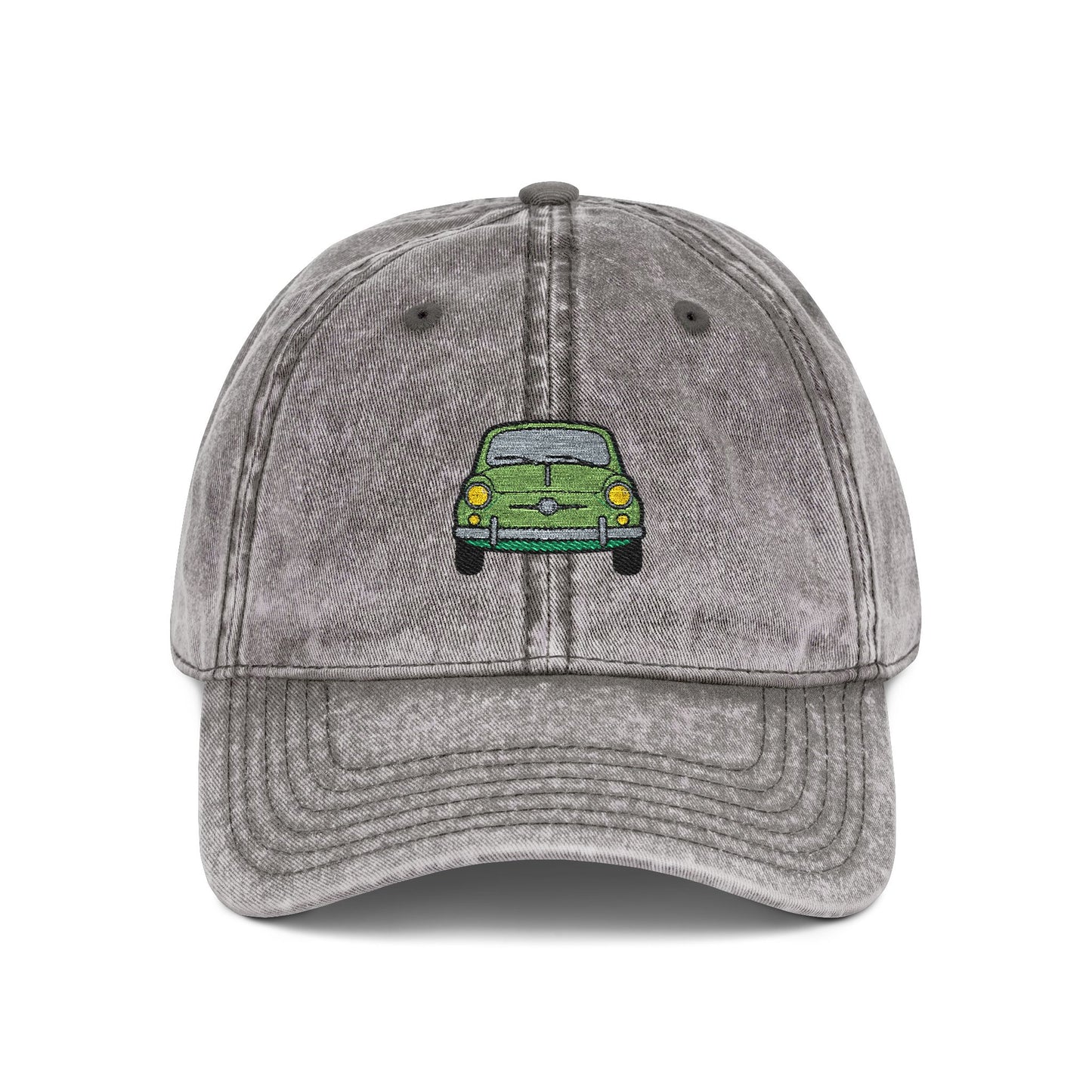 Embroidered Vintage Car Cap — Distressed Retro Baseball Hat Hats Printify One size Charcoal Grey
