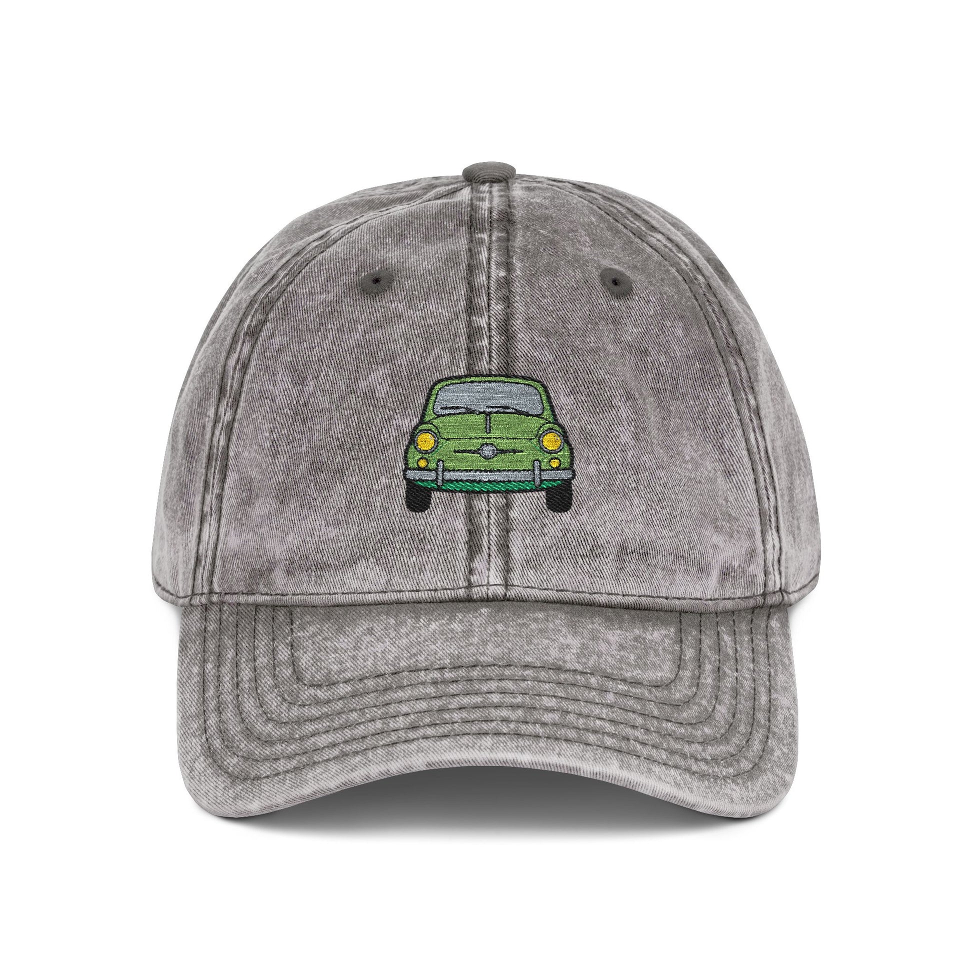 Embroidered Vintage Car Cap — Distressed Retro Baseball Hat Hats Printify One size Charcoal Grey