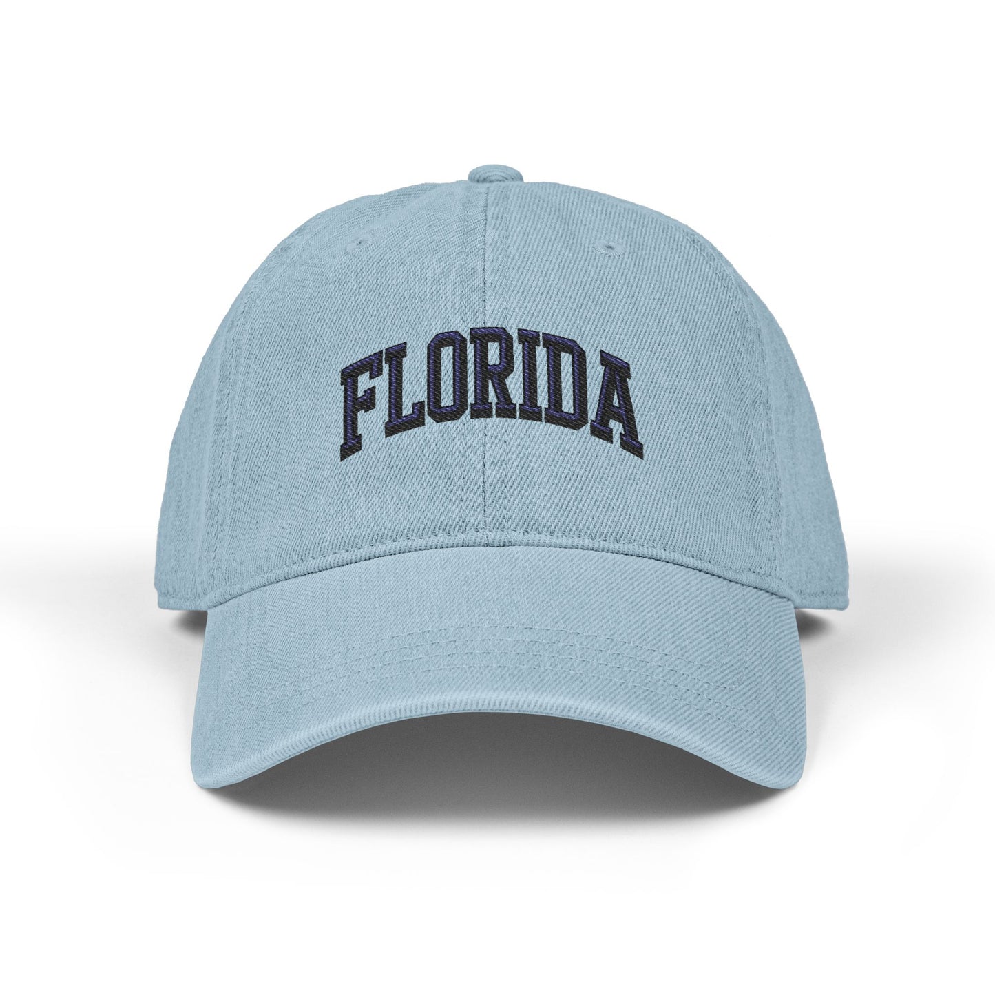 Embroidered 'Florida' Denim Hat - Vintage Stitch Dad Cap Hats Printify One size Light Blue