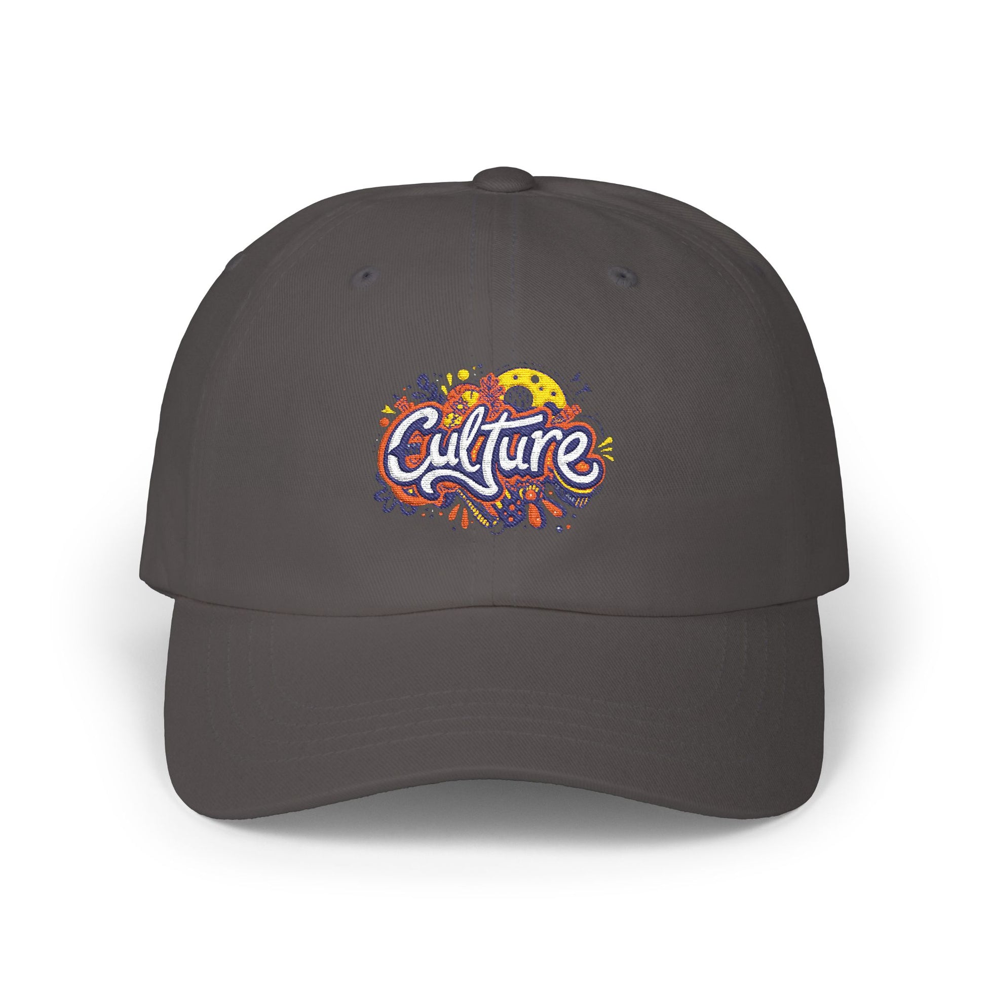Classic Dad Cap — 'Culture' Colorful Graffiti Embroidered Baseball Hat Hats Printify Dark Grey One size