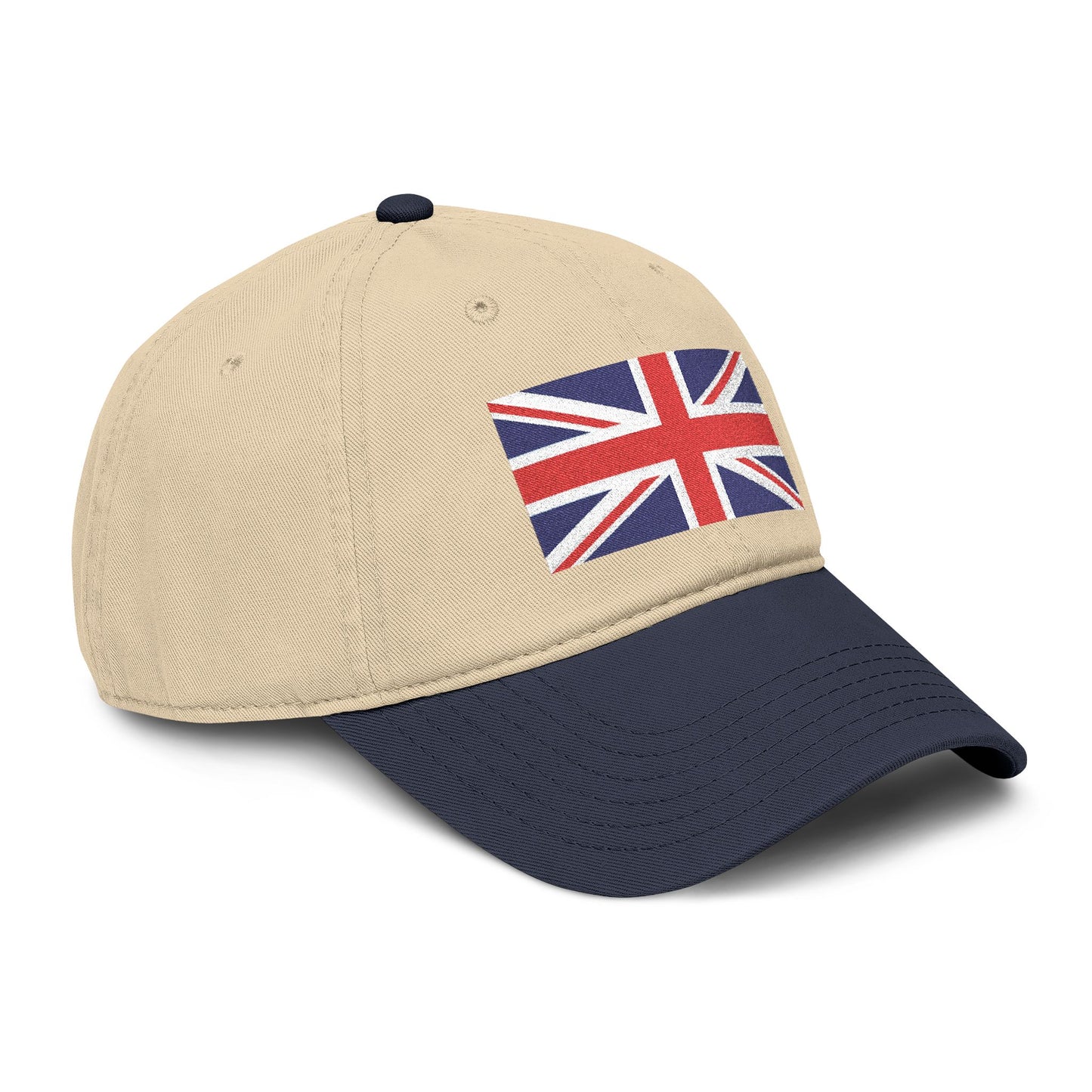 Washed Cotton Baseball Cap with Distressed Union Jack Patch Hats Printify