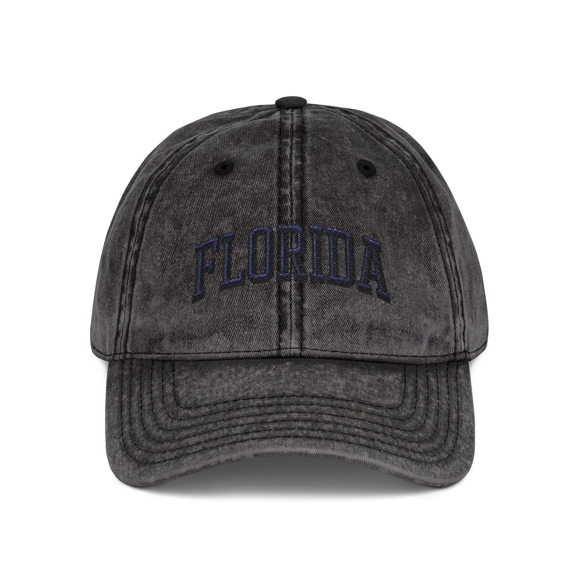 Florida Vintage Embroidered Cap - Washed Red Dad Hat Hats Printify One size Black