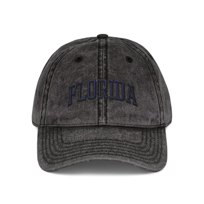 Florida Vintage Embroidered Cap - Washed Red Dad Hat Hats Printify One size Black