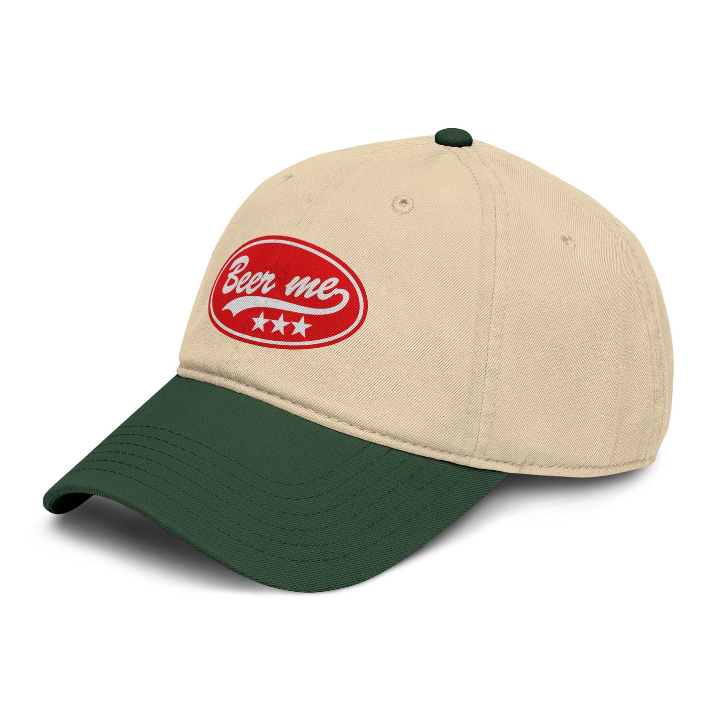 Beer Me Baseball Cap — Vintage Washed Hat with Red Patch