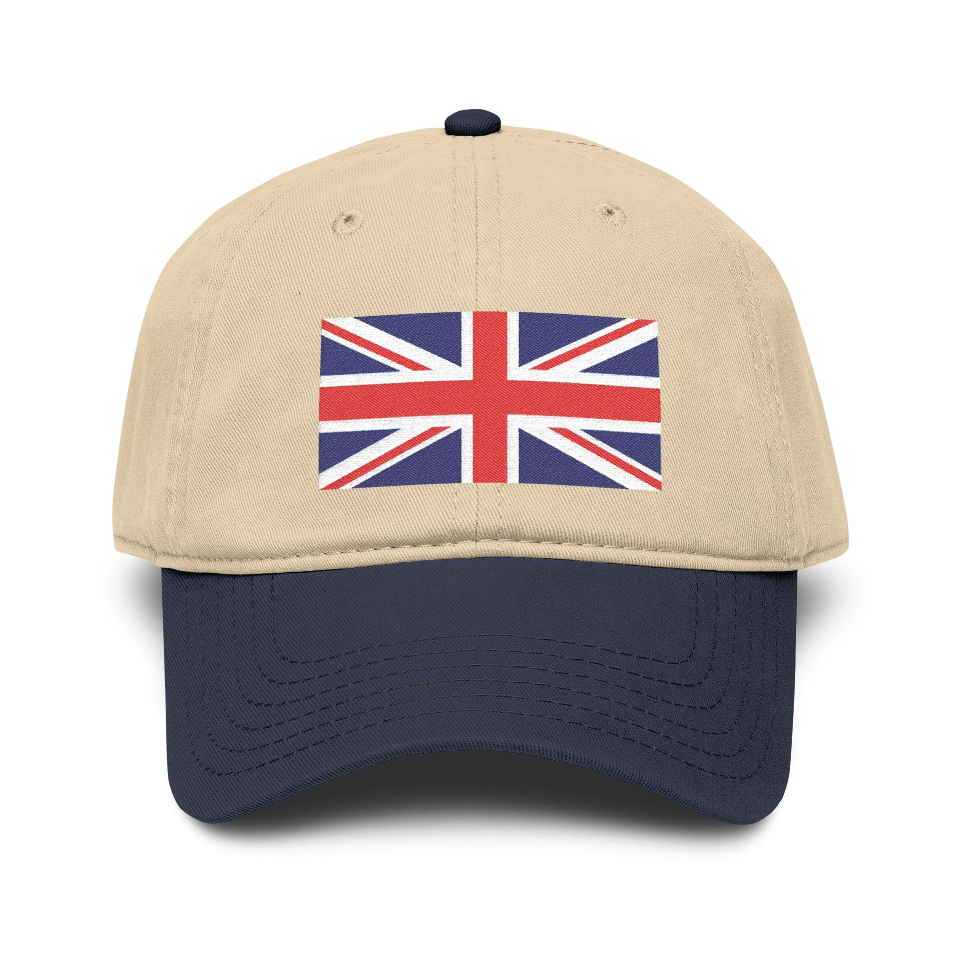 Washed Cotton Baseball Cap with Distressed Union Jack Patch Hats Printify