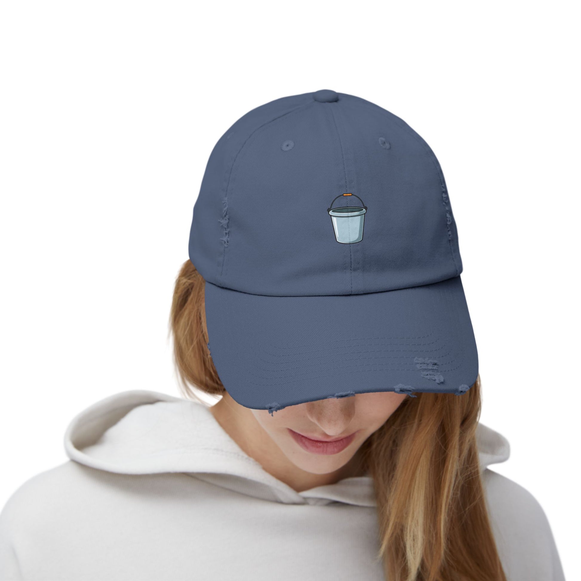 Distressed Bucket Hat — Embroidered Ice Bucket Design Cap Hats Printify
