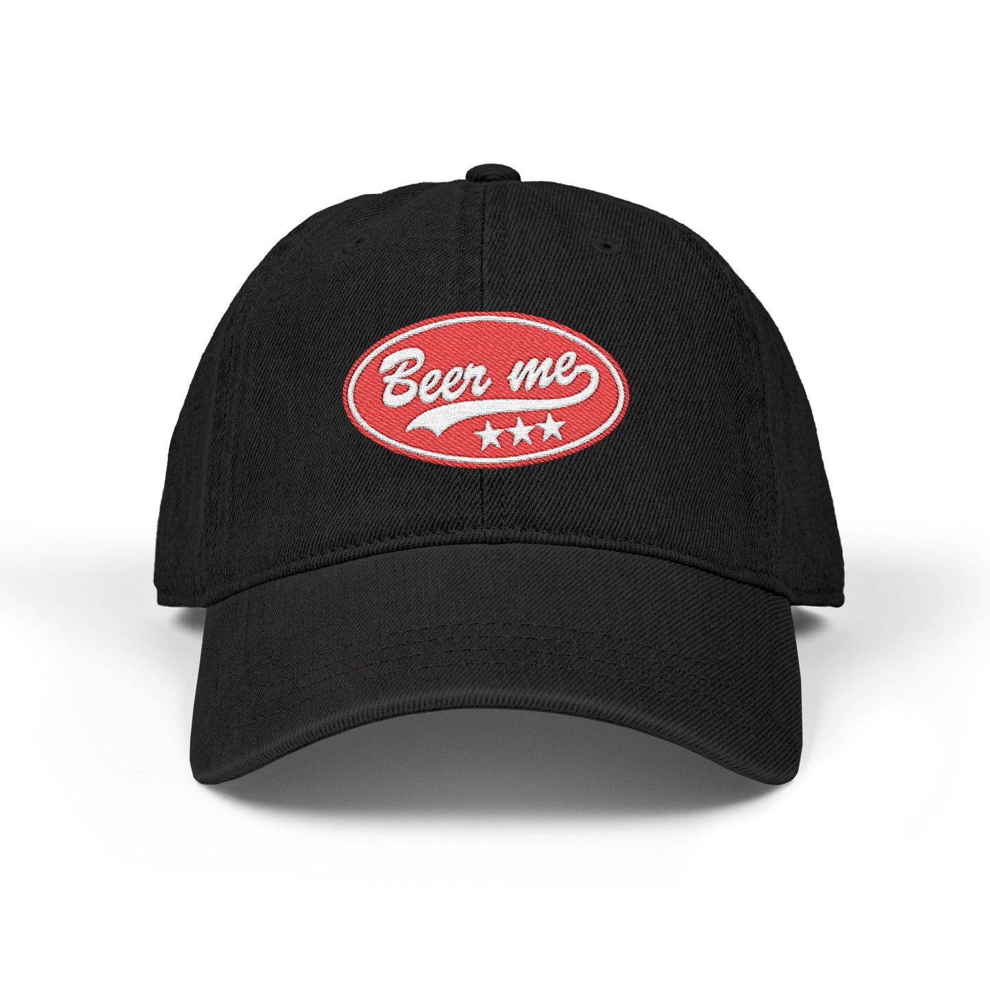 Denim Hat — Embroidered “Beer Me” Vintage Patch Cap