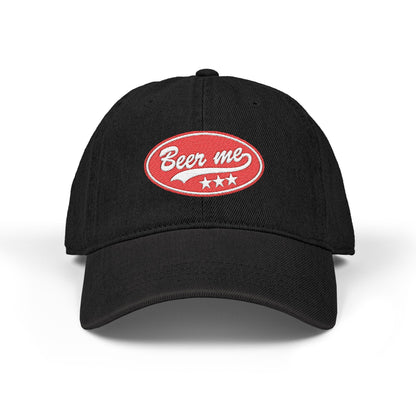 Denim Hat — Embroidered “Beer Me” Vintage Patch Cap