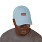Embroidered Denim Hat — JCW Logo Cap with Gold Rope Accent Hats Printify