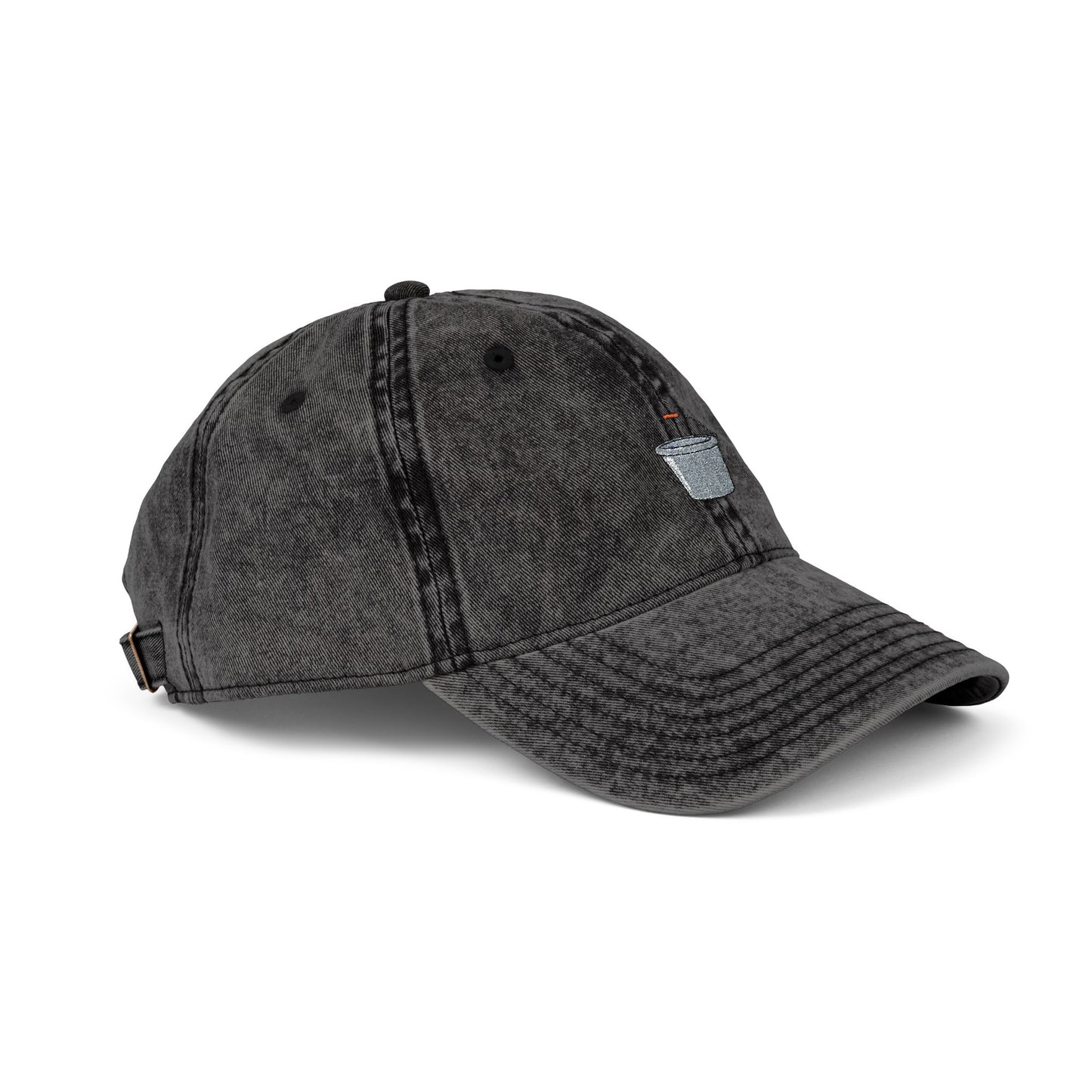 Embroidered Vintage Red Cap with Tiny Silver Cup Logo — Distressed Dad Hat Hats Printify