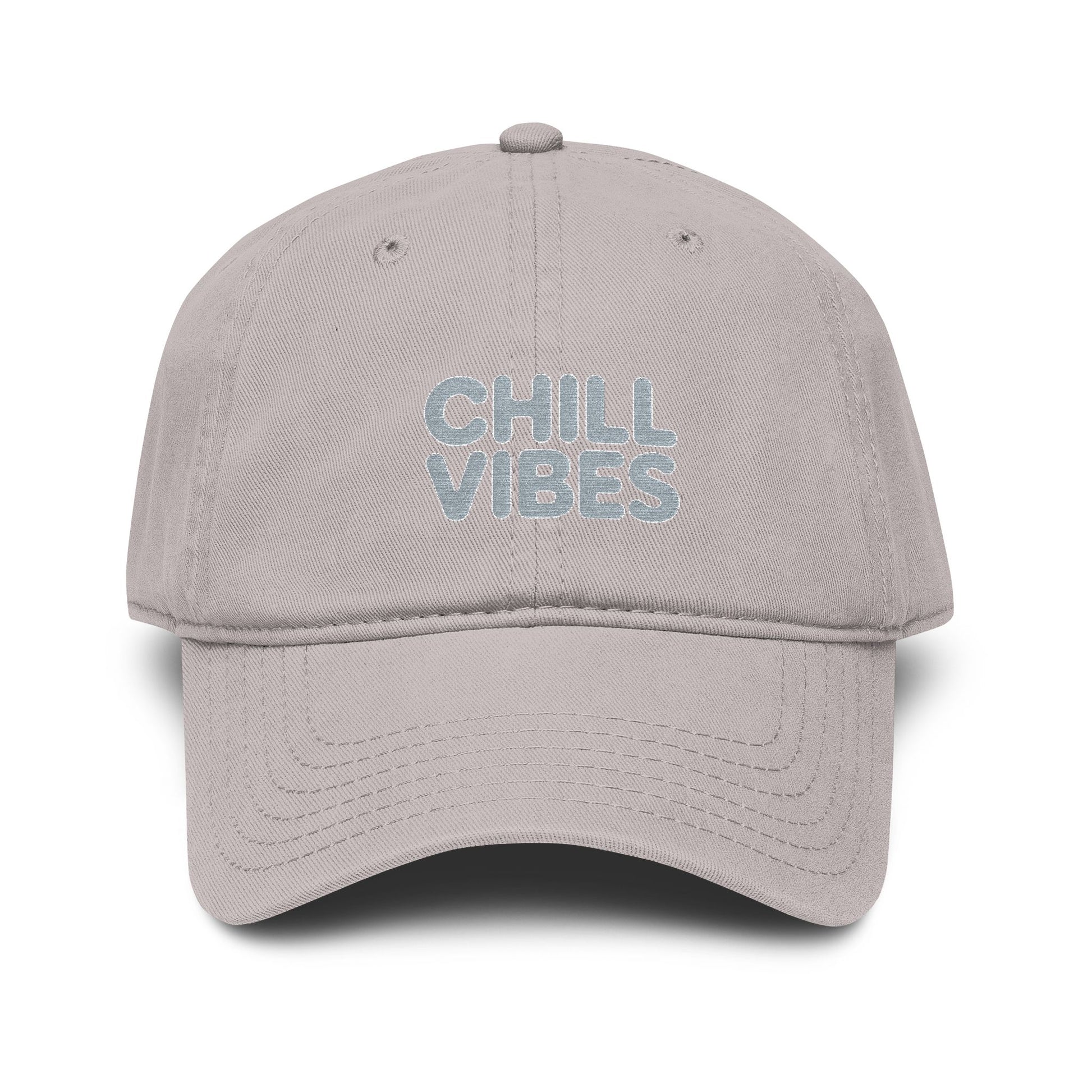 Chill Vibes Washed Baseball Cap Hats Printify One size Gray