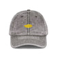 Embroidered Vintage Red Cap with Gold Lip Accent – Distressed Dad Hat Hats Printify One size Charcoal Grey