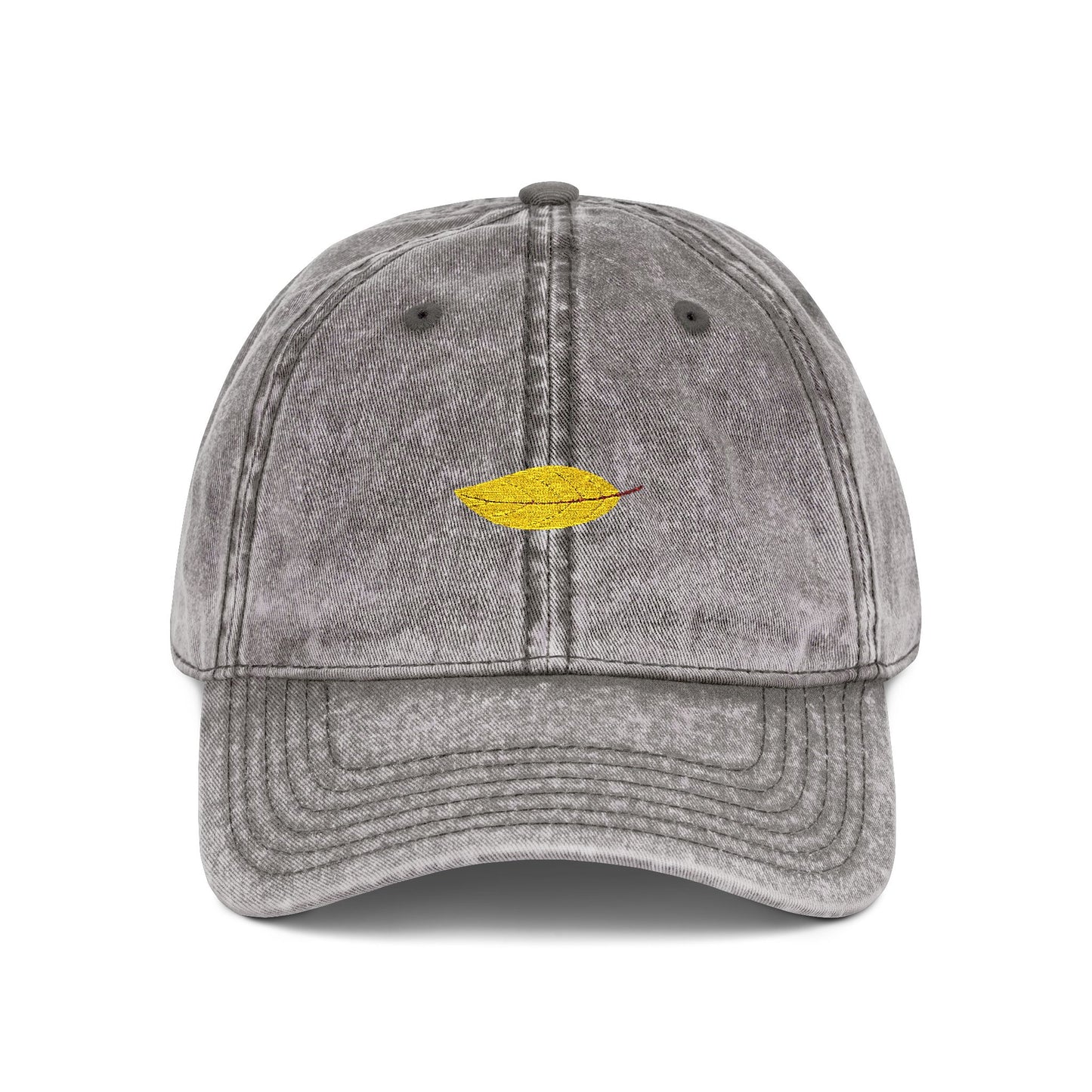 Embroidered Vintage Red Cap with Gold Lip Accent – Distressed Dad Hat Hats Printify One size Charcoal Grey