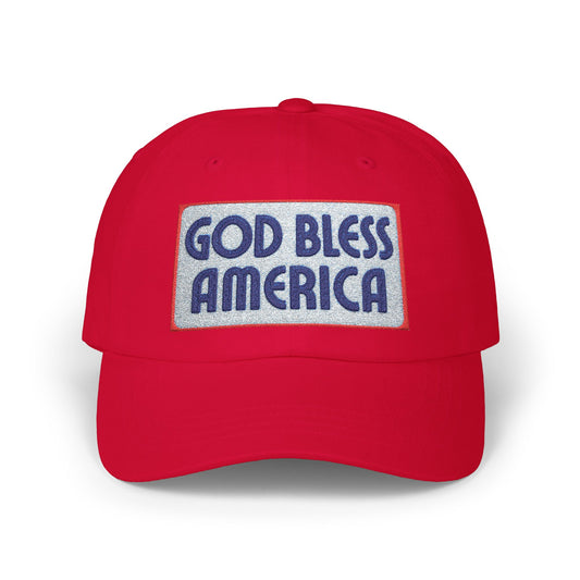 God Bless America Dad Cap — Patriotic Embroidered Baseball Hat Hats Printify One size Cranberry