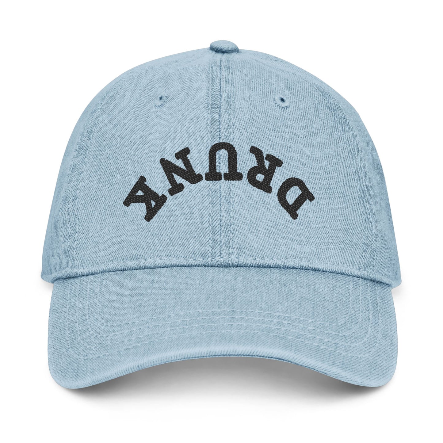 Drunk Embroidered Denim Hat – Distressed Black Baseball Cap