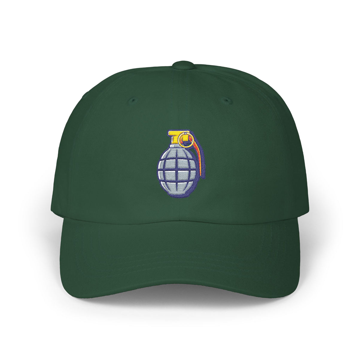 Grenade Embroidered Dad Cap — Military Inspired Retro Patch Hat Hats Printify Spruce One size