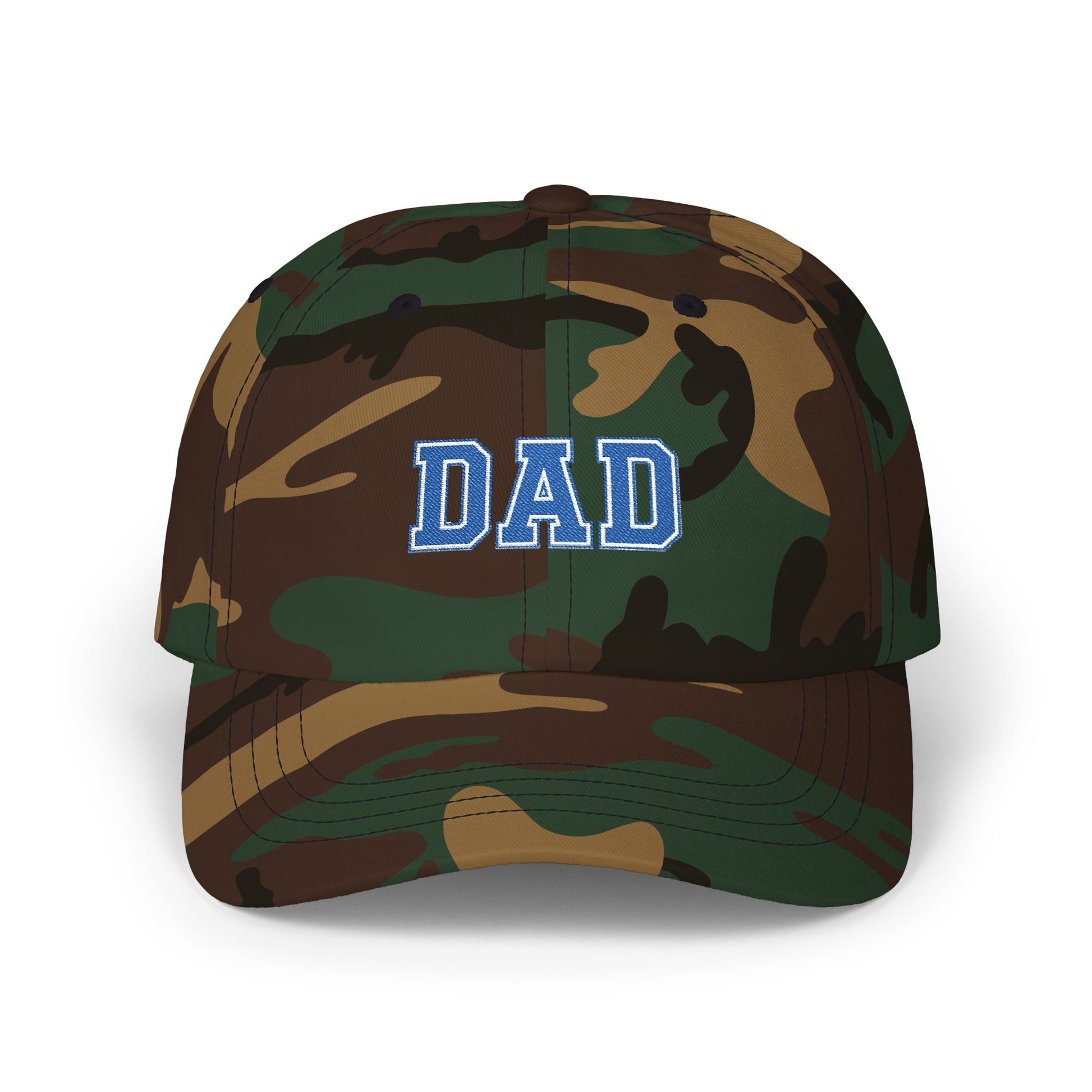 DAD Embroidered Classic Dad Cap – Vintage Varsity Baseball Hat for Fathers Hats Printify Green Camo One size