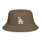 Brown LA Logo Bucket Hat — Casual Streetwear Sun Hat Hats Printify