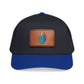 Leather Patch Baseball Cap — Retro Grenade Patch Hat Hats Printify One size Royal / Black / Light Brown patch Rectangle