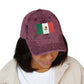 Vintage Mexican Flag Embroidered Cap — Distressed Gray Baseball Hat Hats Printify