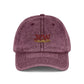 Vintage Embroidered Cap - JGW Logo Distressed Baseball Hat Hats Printify One size Maroon