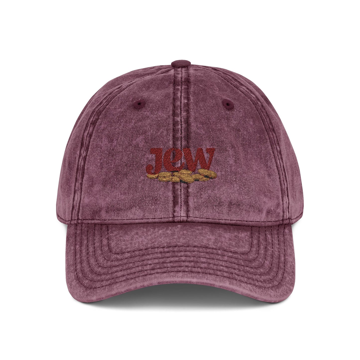 Vintage Embroidered Cap - JGW Logo Distressed Baseball Hat Hats Printify One size Maroon