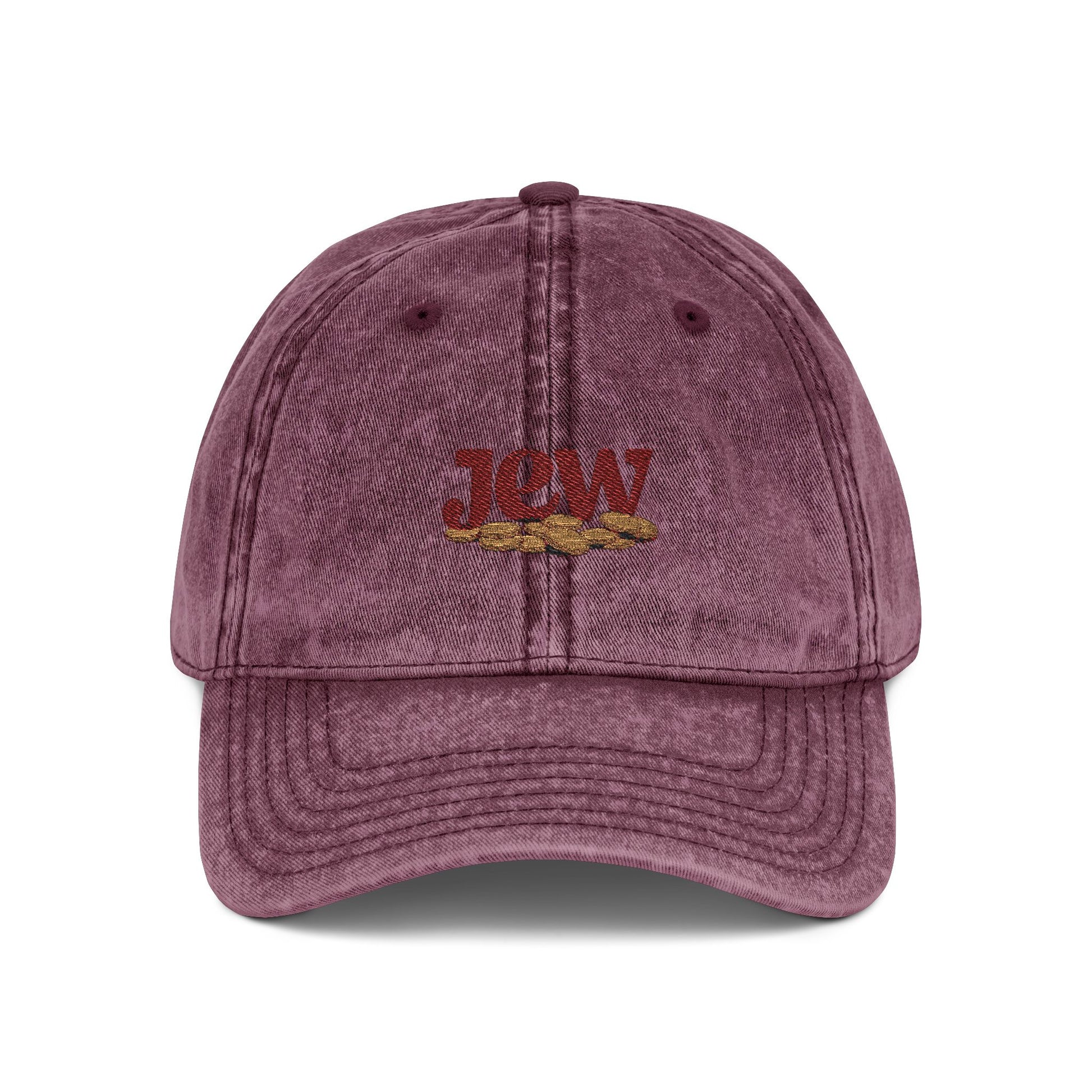 Vintage Embroidered Cap - JGW Logo Distressed Baseball Hat Hats Printify One size Maroon