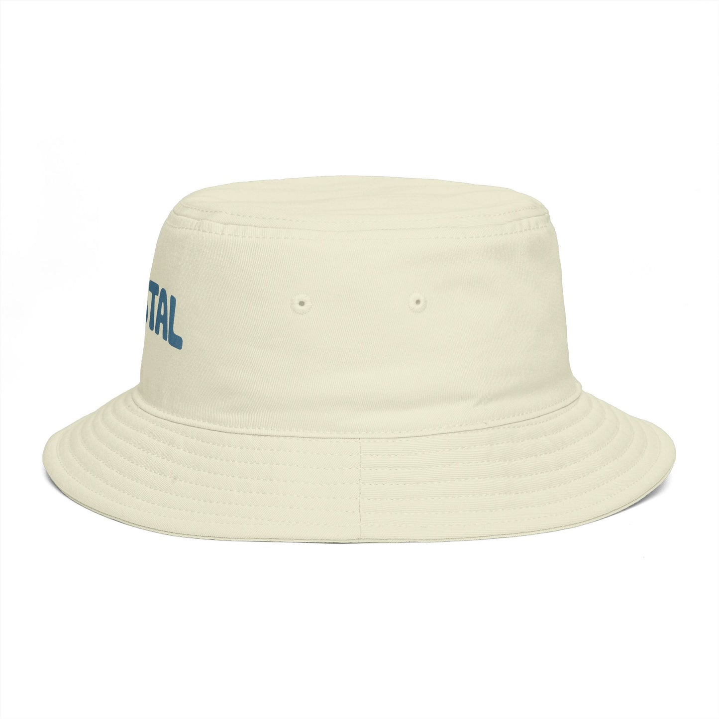 Coastal Bucket Hat — Brown Beach Sun Hat with 'COASTAL' Retro Text