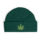 Embroidered Glitter Cannabis Leaf Cuff Beanie Hats Printify