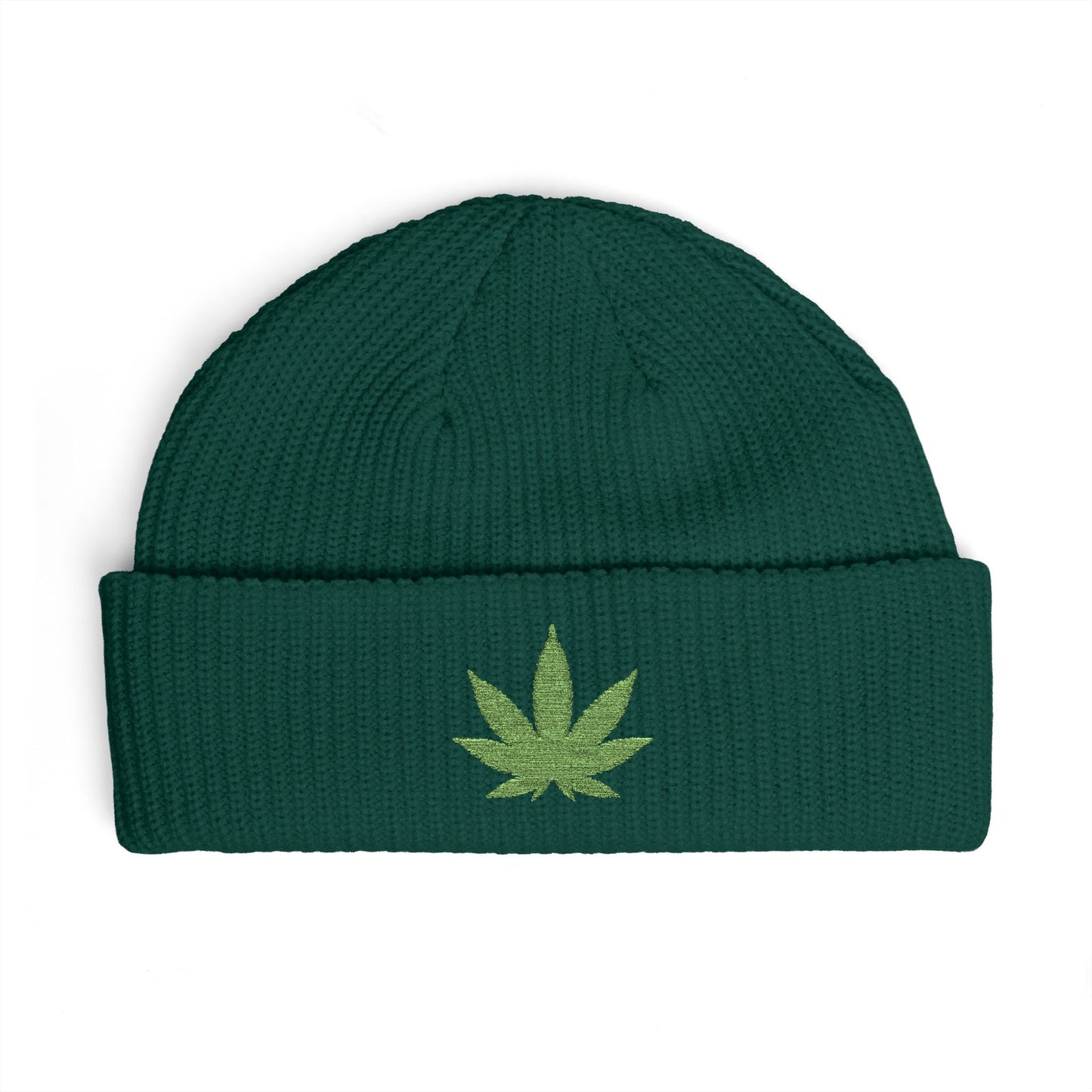 Embroidered Glitter Cannabis Leaf Cuff Beanie Hats Printify