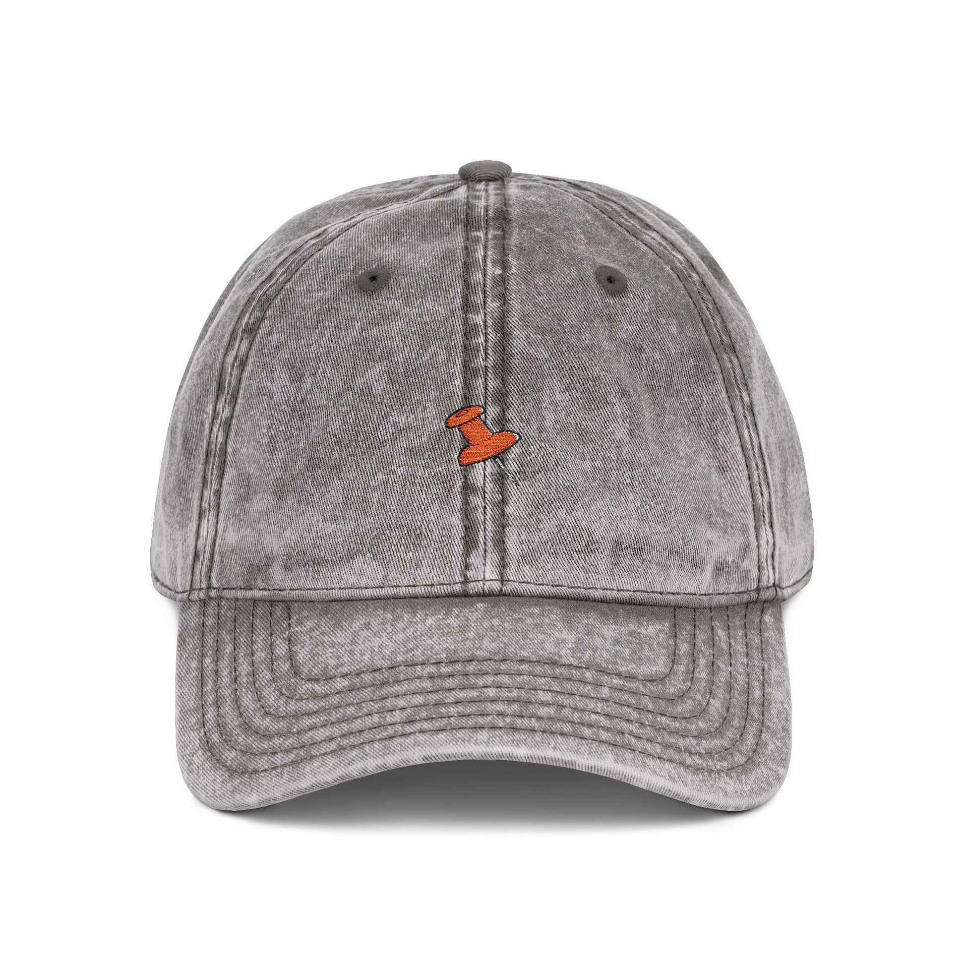 Vintage Embroidered Cap — Retro Washed Baseball Hat with Tiny Fox Patch Hats Printify One size Charcoal Grey