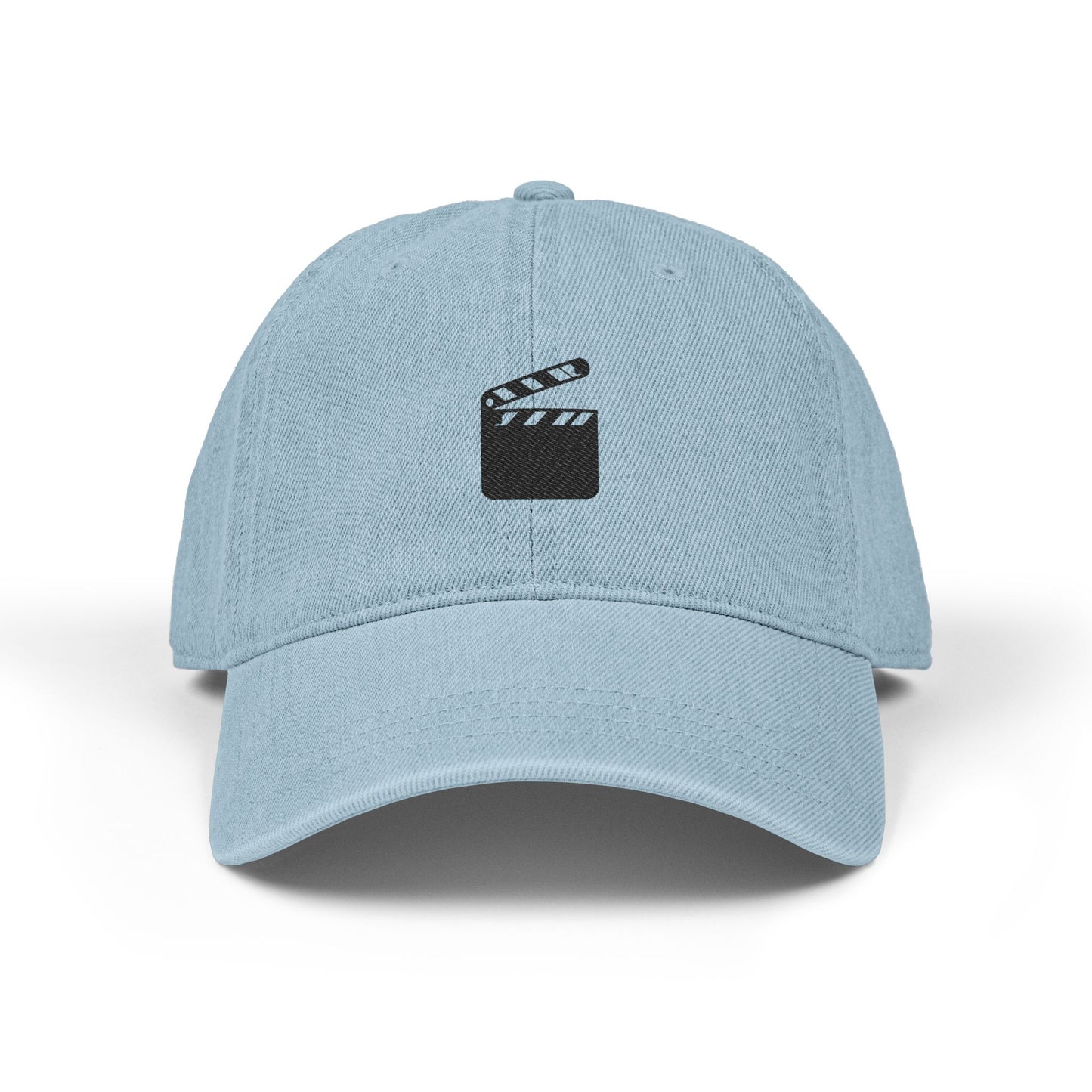 Denim Baseball Hat — Embroidered Movie Clapper Cap Hats Printify One size Light Blue