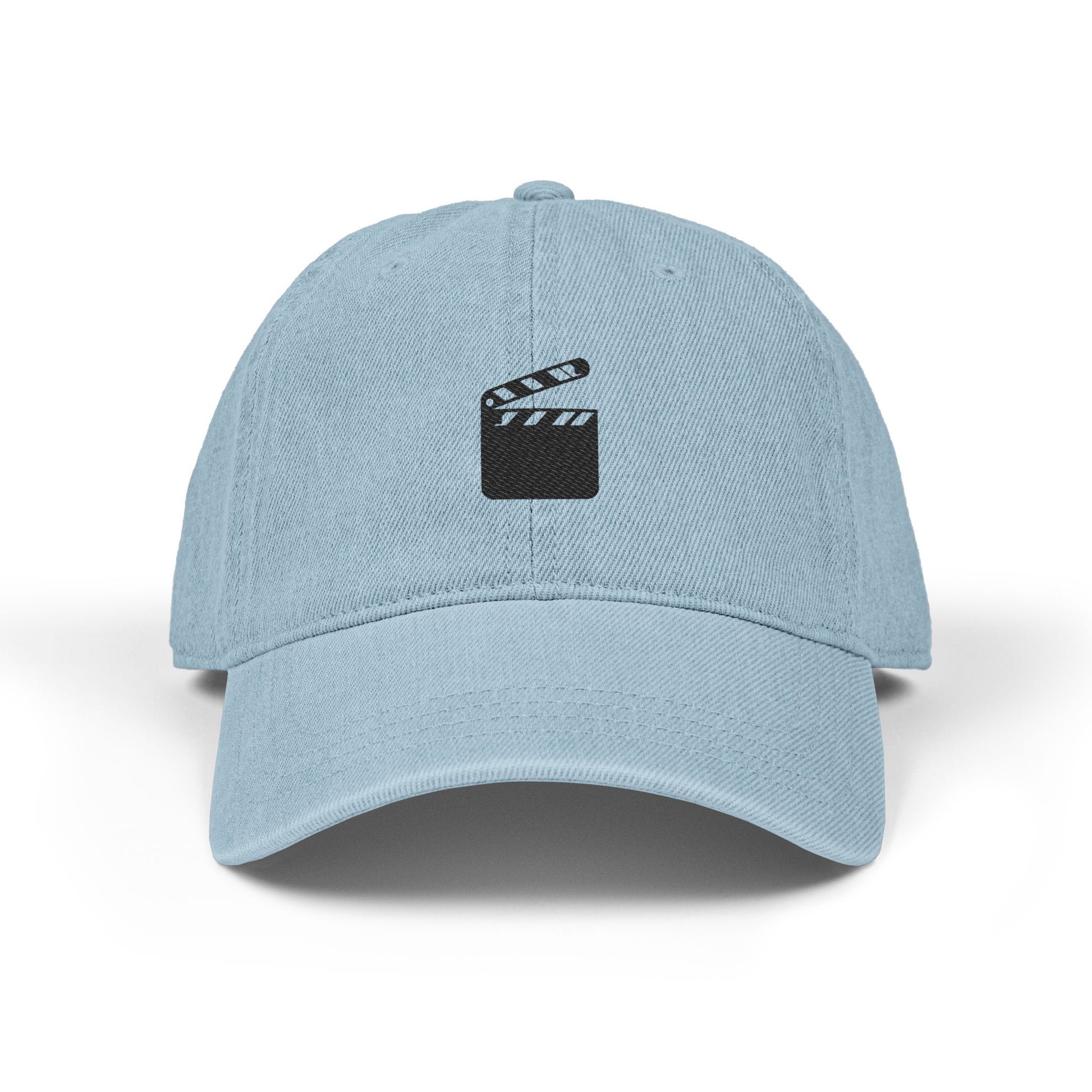 Denim Baseball Hat — Embroidered Movie Clapper Cap Hats Printify One size Light Blue