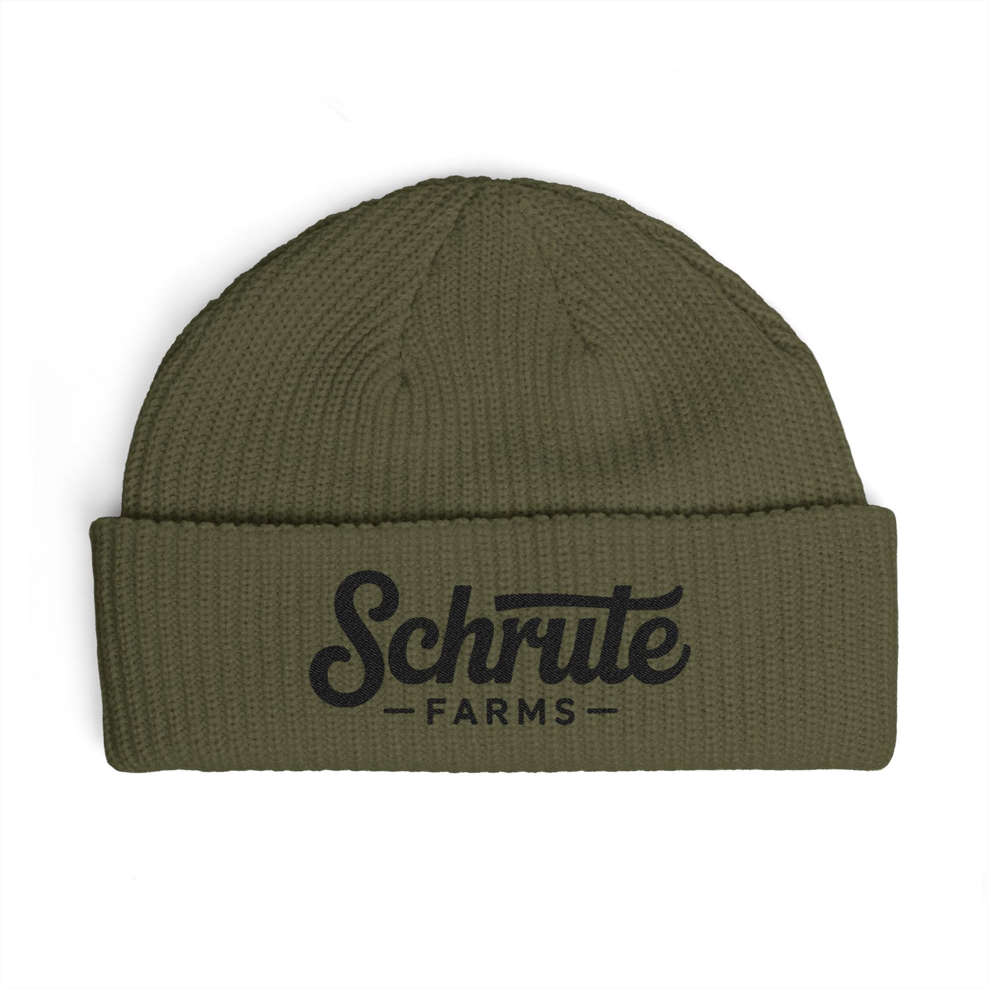 Schrute Farms Cuff Beanie – Embroidered Farm Logo Winter Hat Hats Printify One size Army