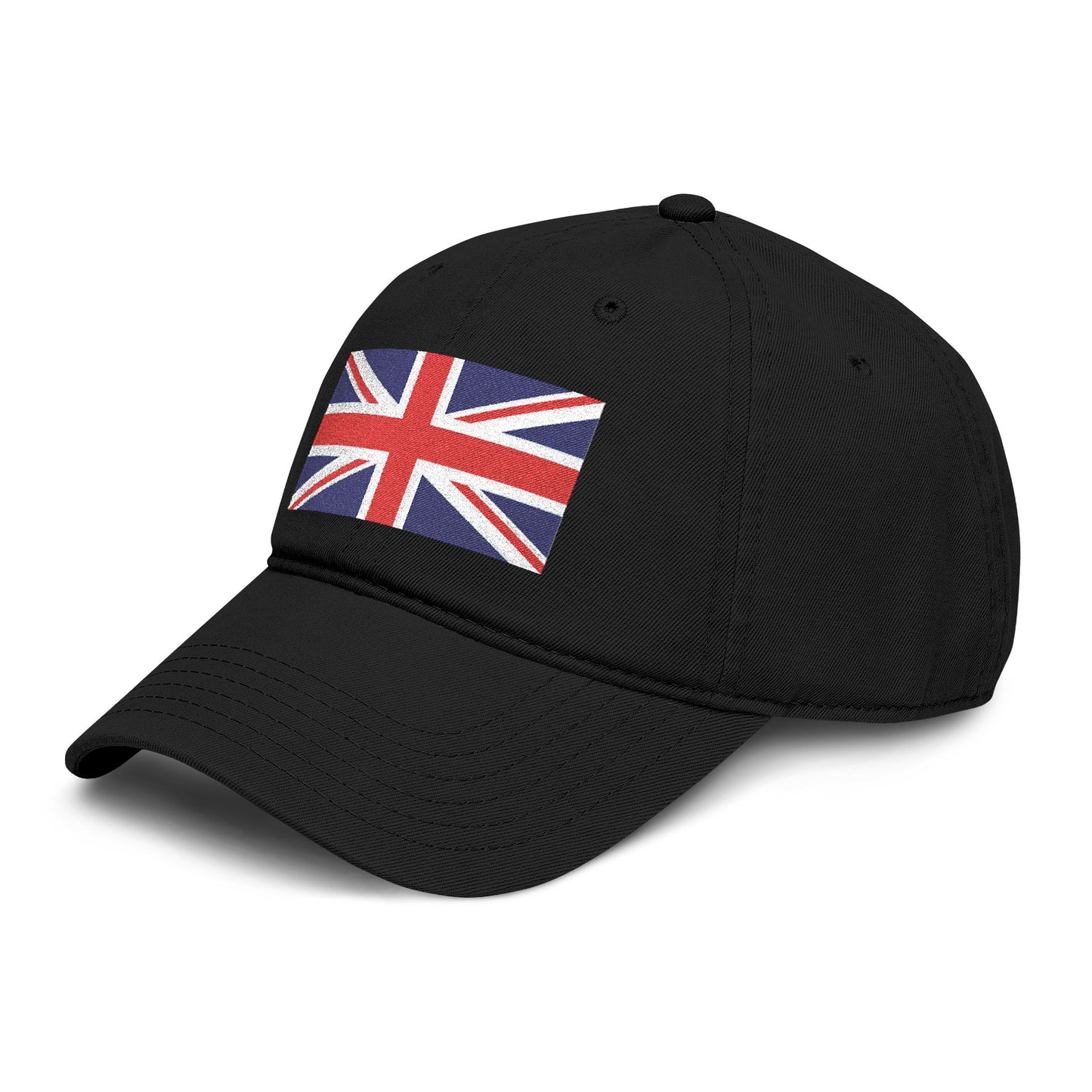 Washed Cotton Baseball Cap with Distressed Union Jack Patch Hats Printify