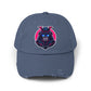 Samurai Skull Distressed Cap — Neon Retro Gamer Hat Hats Printify Scotland Blue One size