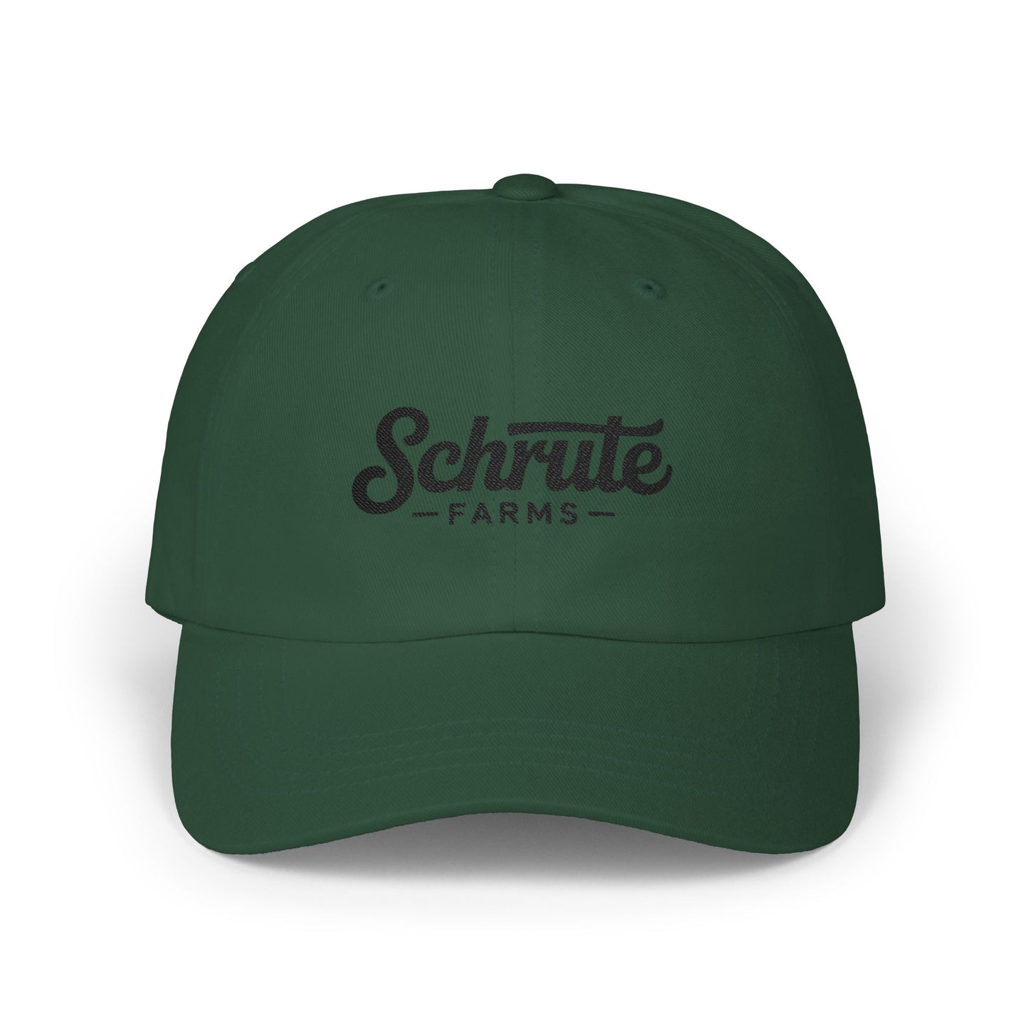 Schrute Farms Dad Cap — Vintage Script Embroidered Baseball Hat Hats Printify Spruce One size