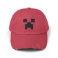 Pixel Monster Face Cap | Distressed Baseball Hat Hats Printify Dashing Red One size