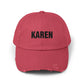 Distressed 'Karen' Baseball Cap — Black Embroidered Name Hat Hats Printify Dashing Red One size