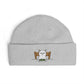 Cuffed Beanie with Embroidered White Cat on Chair – Cozy Cute Winter Hat Hats Printify One size Athletic Heather
