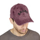 Embroidered Vintage 'DRUNK' Distressed Baseball Cap — Retro Red Cotton Hat