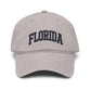 Florida Embroidered Washed Baseball Cap Hats Printify One size Gray