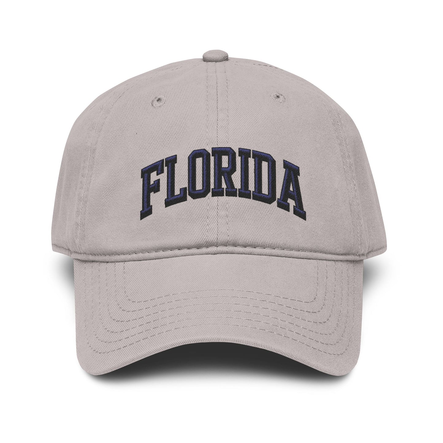 Florida Embroidered Washed Baseball Cap Hats Printify One size Gray