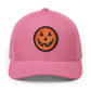 Halloween Pumpkin Jack-O’-Lantern Trucker Cap Hats Printify Circle One size Pink / White patch