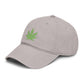 Washed Baseball Cap with Green Glitter Cannabis Leaf Embroidery Hats Printify