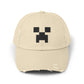 Pixel Monster Face Cap | Distressed Baseball Hat Hats Printify Stone One size