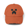 Pixel Monster Face Cap | Distressed Baseball Hat Hats Printify Burnt Orange One size