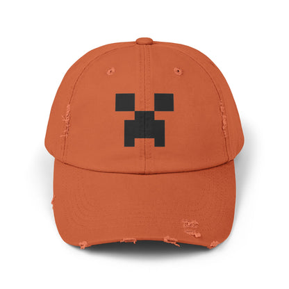 Pixel Monster Face Cap | Distressed Baseball Hat Hats Printify Burnt Orange One size